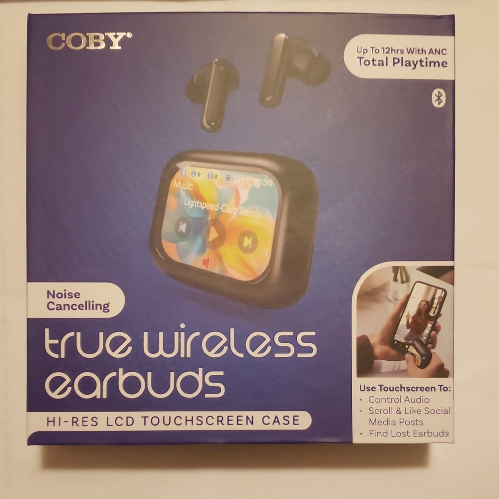 COBY Black True Wireless Earbuds with Touchscreen Case